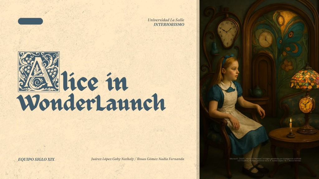 Portada de Alice in the Wonder Launch, Interiorismo, Universidad La Salle, Equipo Siglo XIX