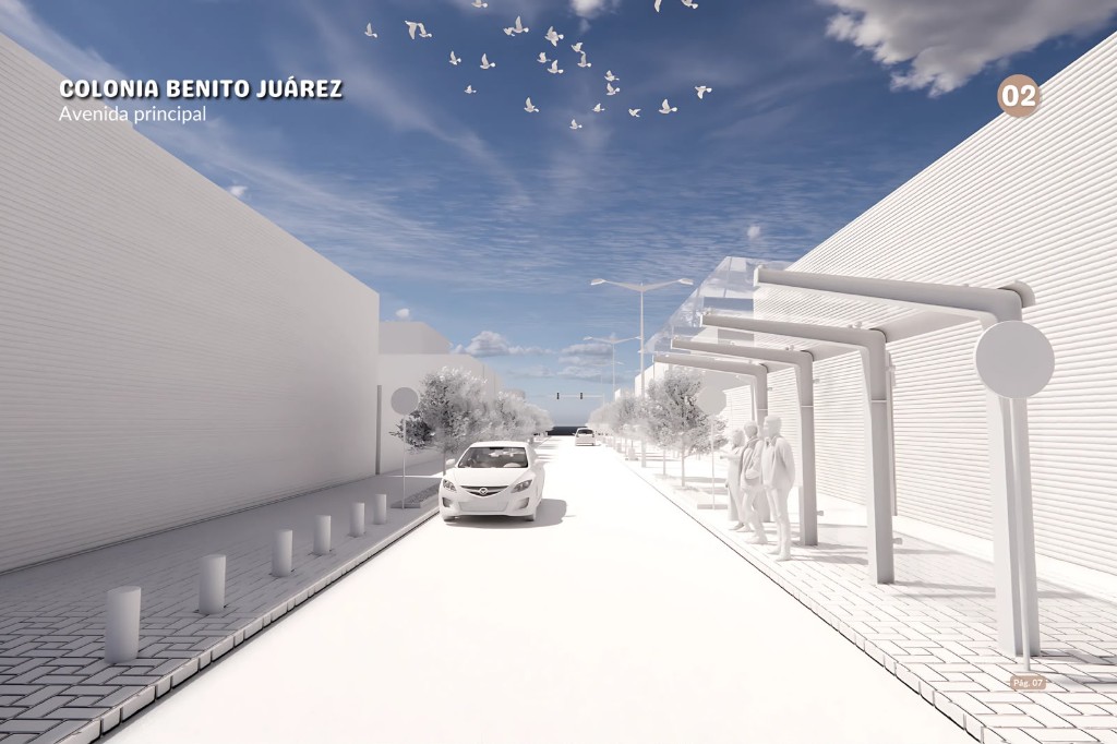 Modelo en blanco de la avenida principal