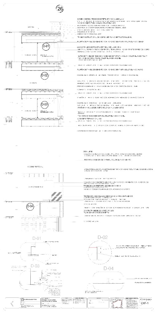 Detalles constructivos CXF-1 de losa, muro y cancelería